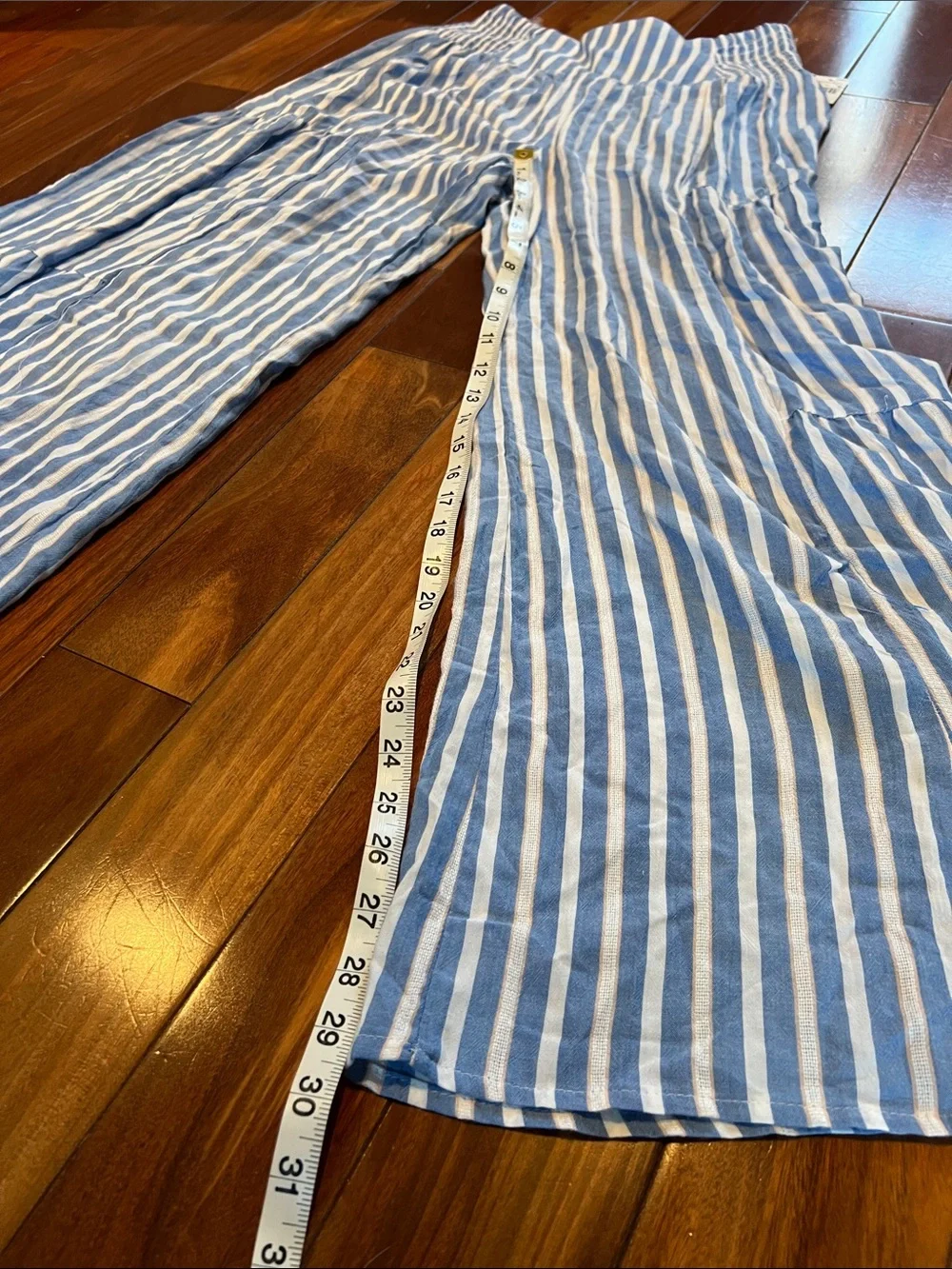 Angie Blue and White Striped Wide-Leg Cropped Pants new with tags - Picture 11 of 14